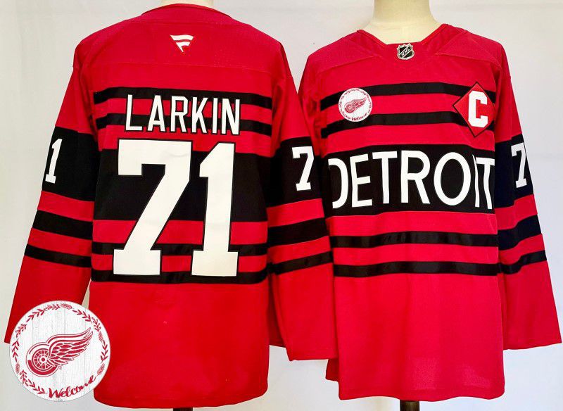 Men Detroit Red Wings 71 Larkin Red Fanatics 2025 NHL Jersey style 4